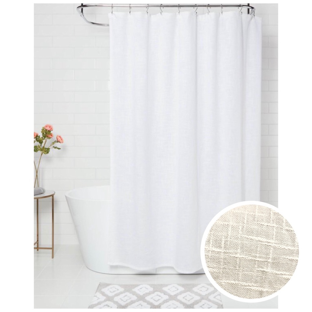 NWOT Threshold Woven Shower Curtain, White